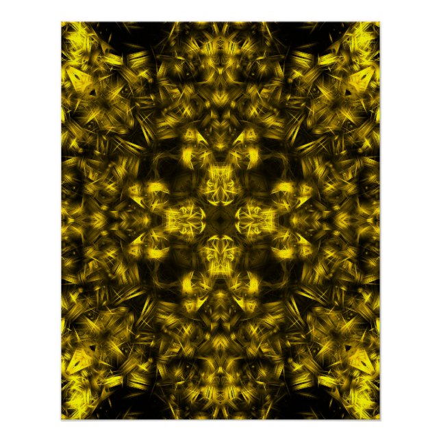 Poster Art fractal d'énergie sacrée dorée (Devant)