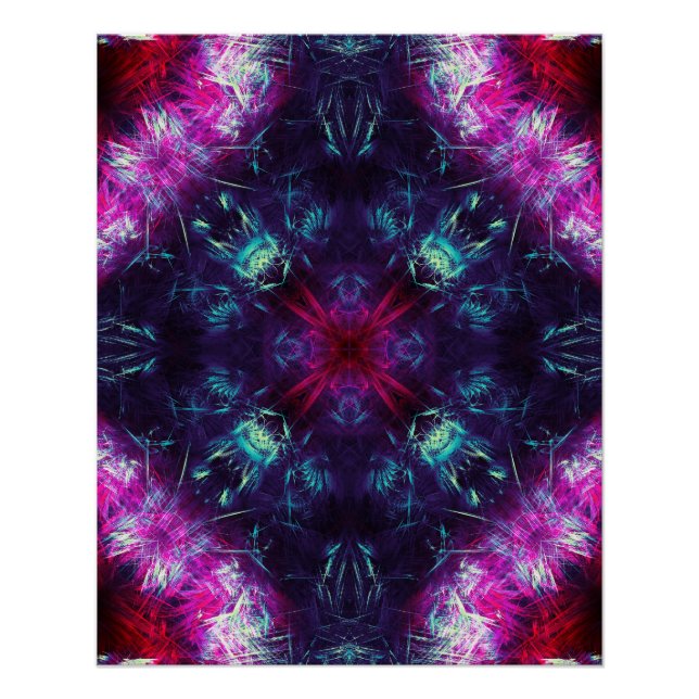 Poster Art fractal d'énergie violet cosmique (Devant)