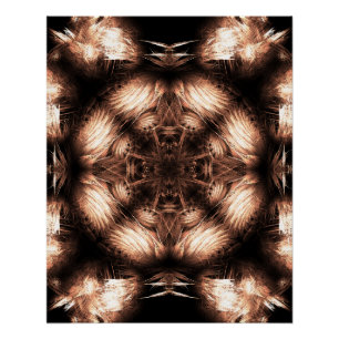Poster Art fractal Mandala Énergie ambre