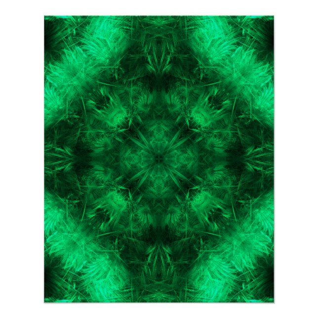 Poster Art fractal Mandala Énergie Émeraude (Devant)