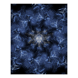 Poster Art fractal plasma bleu électrique