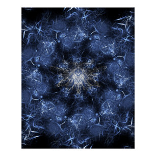 Poster Art fractal plasma bleu électrique