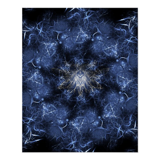 Poster Art fractal plasma bleu électrique (Devant)