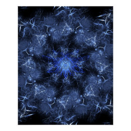 Poster Art fractal plasma bleu électrique