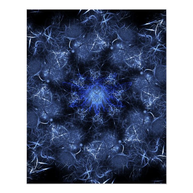 Poster Art fractal plasma bleu électrique (Devant)