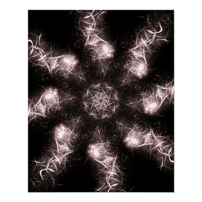 Poster Art fractal plasma éclair blanc (Devant)