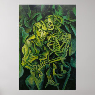 Poster Art Géométrique Homme Et Squelette Abstrait