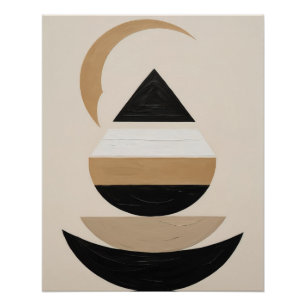 Poster Art géométrique symbolique minimal en neutre chaud