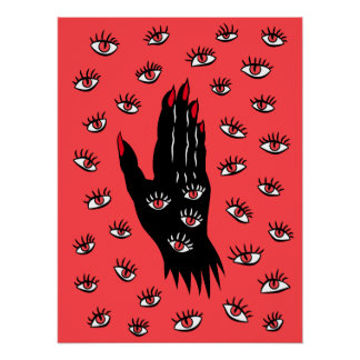 Poster Art gothique d'Halloween - Yeux Éffrayants à main