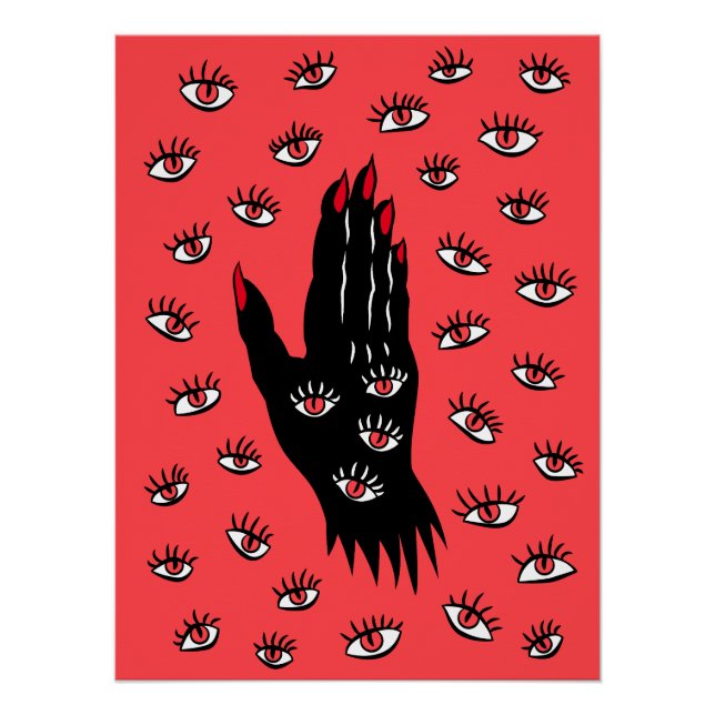 Poster Art gothique d'Halloween - Yeux Éffrayants à main  (Devant)