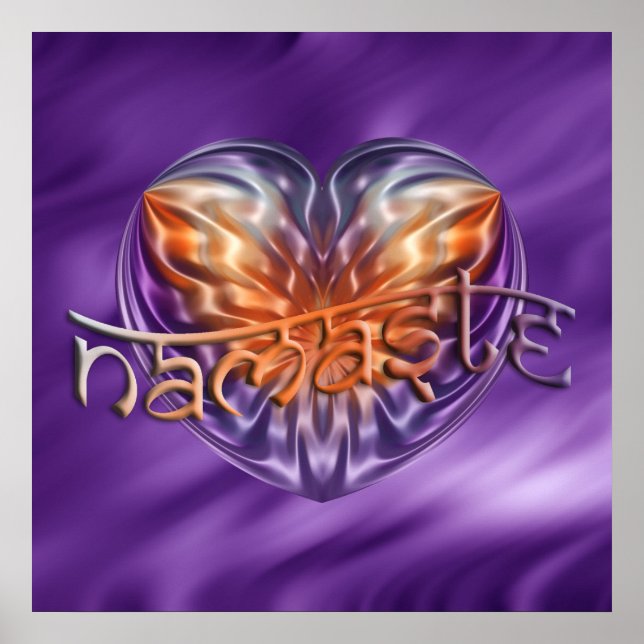 Poster ART Heart NAMASTE | vagues de lila (Devant)