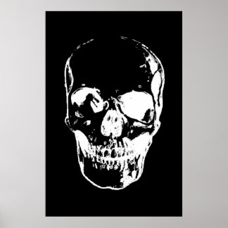 Poster Art Imaginaire crâne noir et blanc