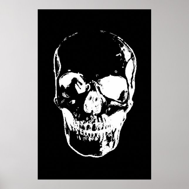 Poster Art Imaginaire crâne noir et blanc (Devant)