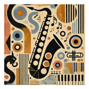 Poster Art minimaliste de l'ère du jazz du milieu du sièc