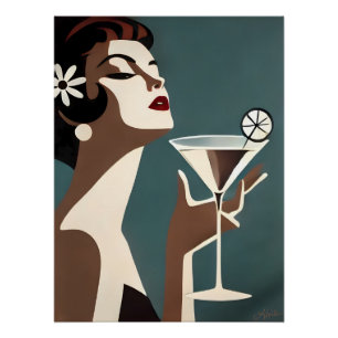 Poster Art Moderne du Milieu du Siècle La DIva Martini