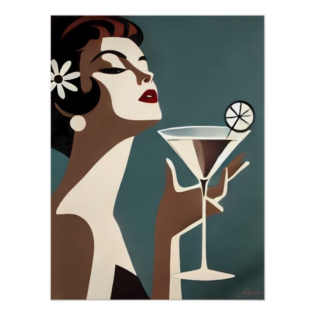 Poster Art Moderne du Milieu du Siècle La DIva Martini (Devant)