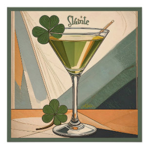 Poster Art Moderne du Milieu du Siècle Shamrock Martini S