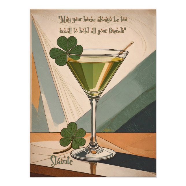 Poster Art Moderne du Milieu du Siècle Shamrock Martini S (Devant)