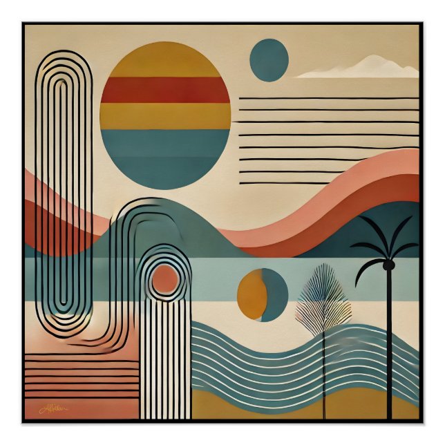 Poster Art moderne du milieu du XXe siècle Lever de solei (Devant)