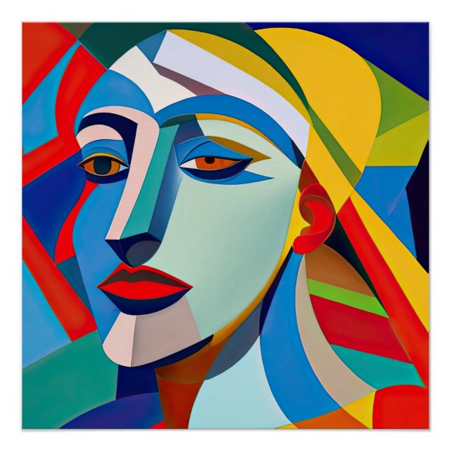 Poster Art moderne Picasso Style femme (Devant)