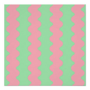 Poster Art Moderne Vert Rose Wavy Stripe minimaliste Mur