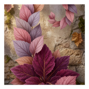 Poster Art Mosaïque Floral et Motifs Texturés Abstraits