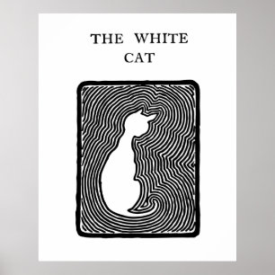 Poster Art noir et blanc de vecteur le chat blanc