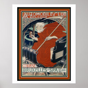 Poster Art Nouveau Automobile Club 16 x 20