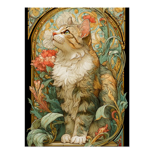 Poster Art Nouveau Chat (Devant)