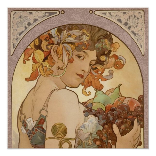 Poster Art Nouveau Femme Mucha Belle (Devant)