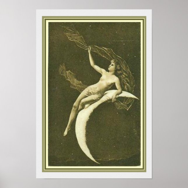 Poster Art Nouveau Girl on the Moon 13 x 19 (Devant)