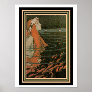 Poster Art Nouveau Mucha "Sirène au poisson d'or"