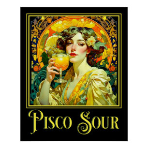 Poster Art Nouveau Pisco Sour