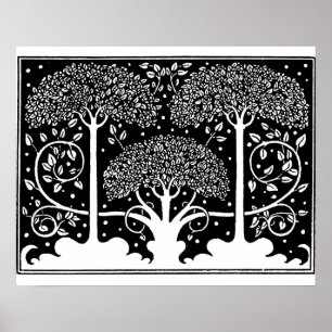 Poster Art Nouveau Tree Beardsley Motif