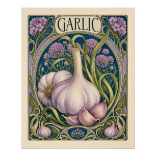 Poster Art Nouveau vintage ail style cuisine art
