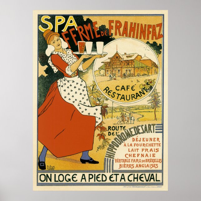 Poster Art nouveau vintage, bar à bière Restaurant et caf (Devant)