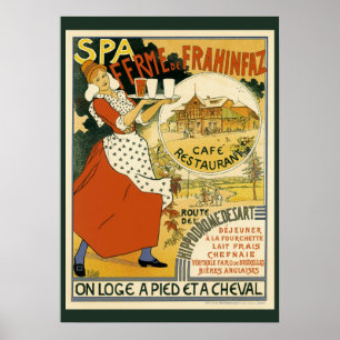 Poster Art Nouveau vintage, bar à bière restaurant et caf