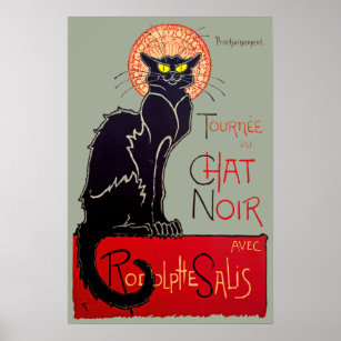 Poster Art Nouveau vintage Conversation Noir Chat Noir Ar