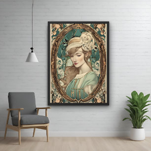 Poster Art Nouveau vintage Femme Art élégant
