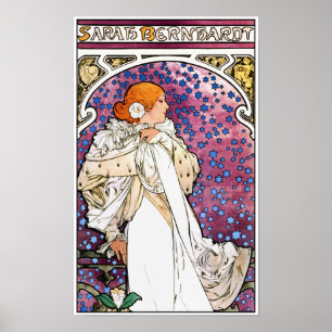Poster Art Nouveau vintage Imprimer par Mucha (dét