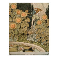 Art Nouveau vintage Jardin Tournesol d'Août