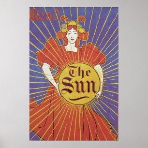 Poster Art Nouveau vintage, Journal New York Sun