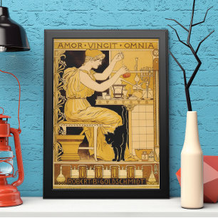 Poster Art Nouveau vintage, l'amour conquiert tous les sc