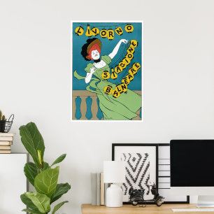 Poster Art Nouveau vintage, Livorno Senorita dansant
