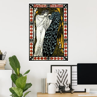 Poster Art Nouveau vintage This Kiss, Femme avec Peacock