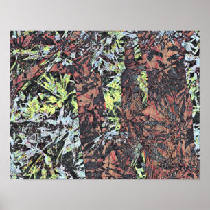 Poster Art numérique de motif à fleurs florales avec arbr