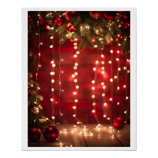 Poster Art numérique de Noël rouge et blanc (Devant)