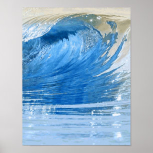 Poster Art numérique naturel de la vague bleue