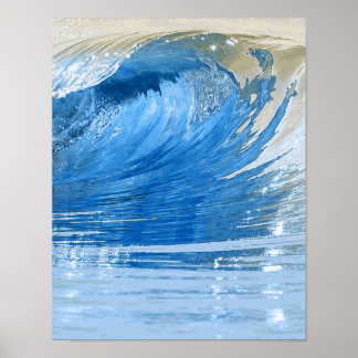 Poster Art numérique naturel de la vague bleue