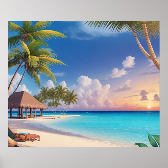 Poster Art Ocean Beach Scène (Devant)